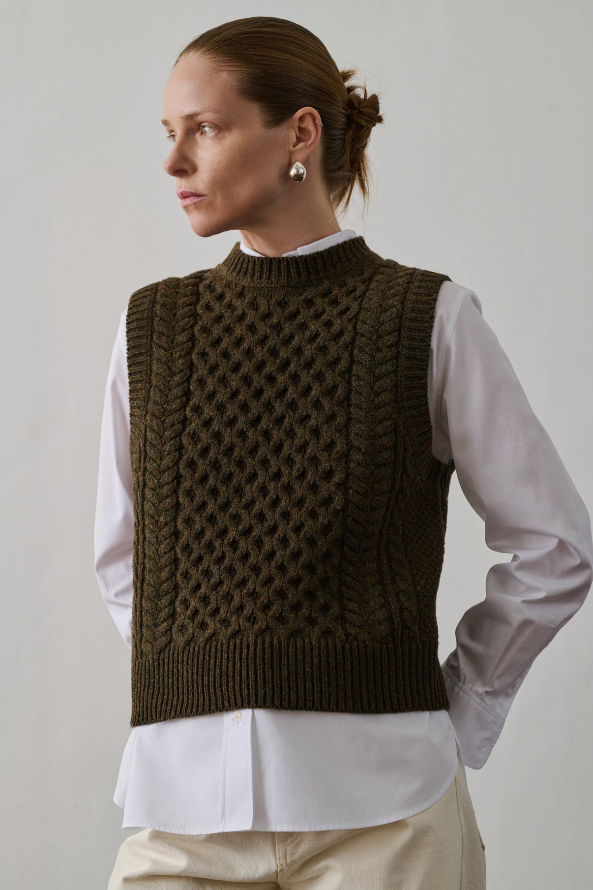 Pull Gareth - Kaki Chiné - Laine - Femme vue 3