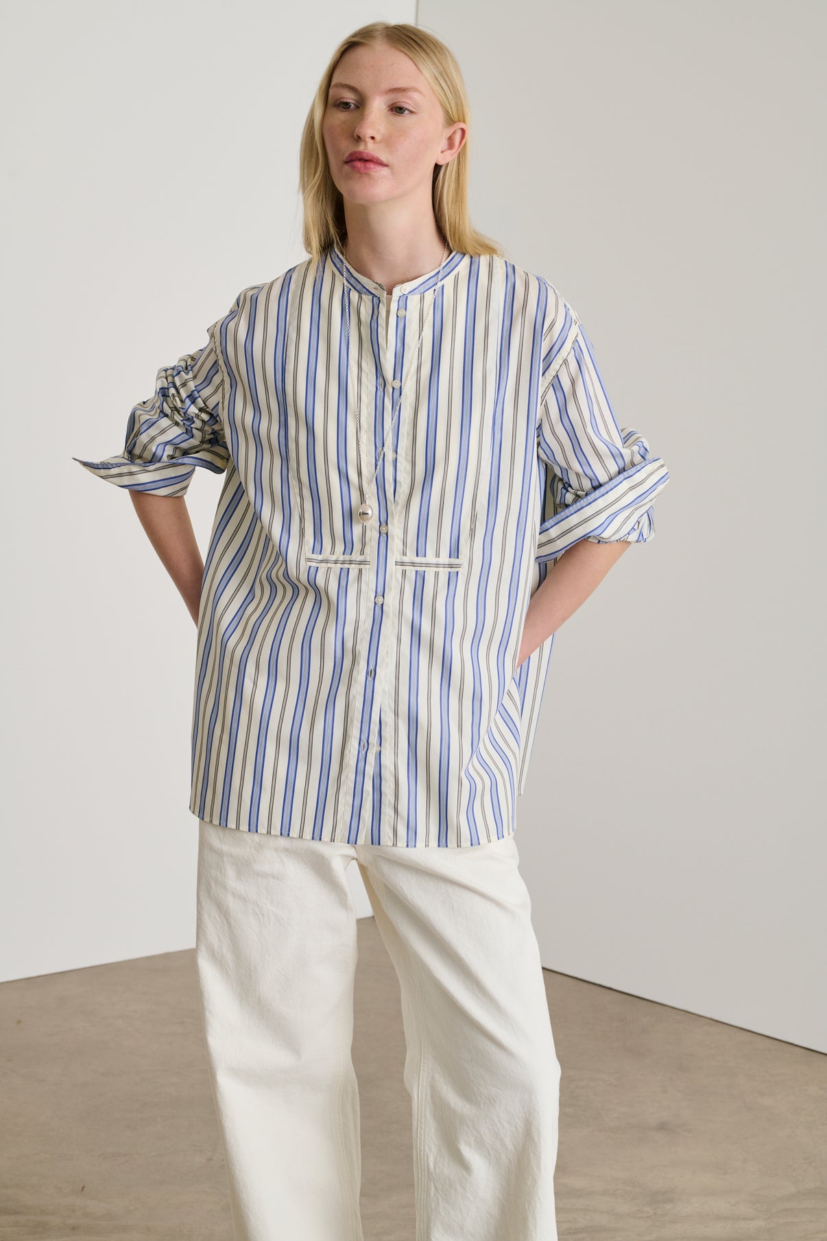 Chemise Dori - Bleu/Blanc - Coton - Femme vue 2